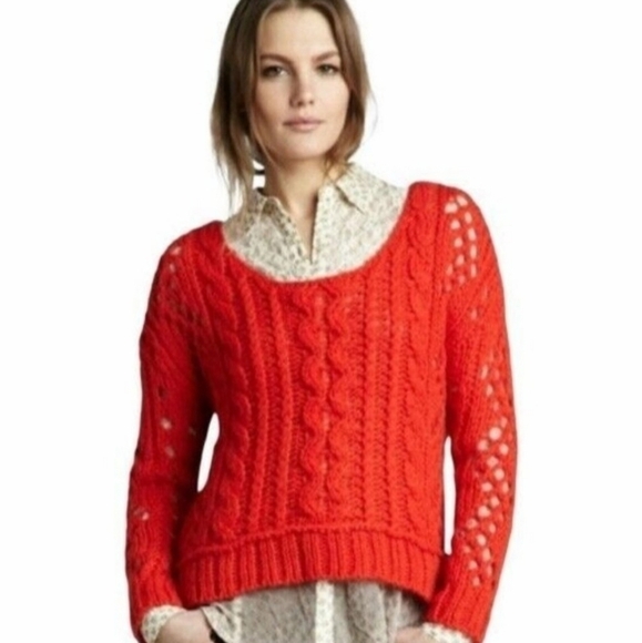 Free People Open Cable Knit Chunky Sweater Small - Picture 1 of 11